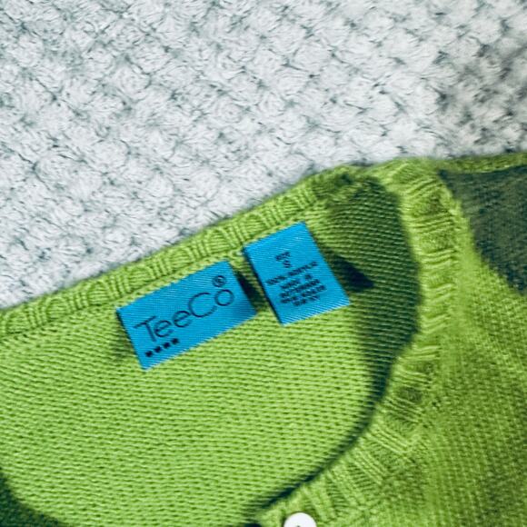 Vintage Y2K Lime Green Argyle Print Long Sleeve Cardigan Sweater S TeeCo - Picture 4 of 6